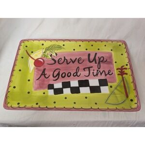 CYPRESS‎ Home Serving Platter 9x14, Serve Up A Good Time, Cherries Ceramic